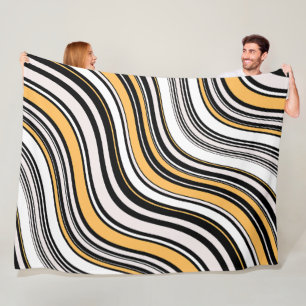 Couverture Polaire Art à encre attrayant motif Abstrait noir jaune