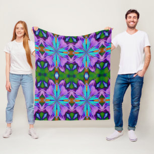 Couverture Polaire Art abstrait violet et turquoise