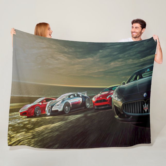 Couverture Polaire Art acrylique de courses d'automobiles de sports (En situation)