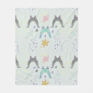 Couverture Polaire art de chat arc-en-ciel