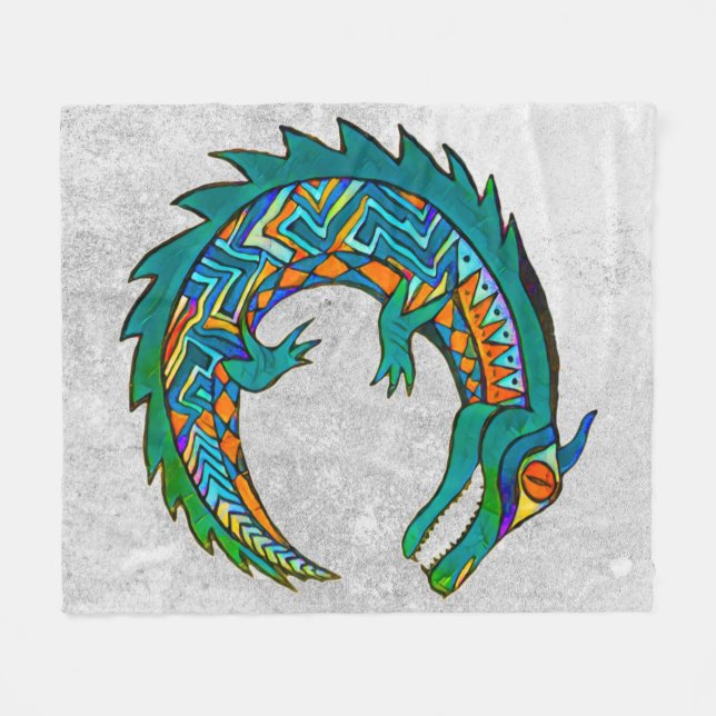 Couverture Polaire Art de l'alligator tribal (Devant (Horizontal))