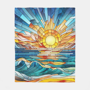 Couverture Polaire Art de mosaïque Ocean Sunset