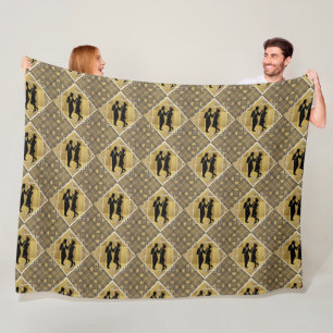 Couverture Polaire Art Déco Great Gatsby Black Gold Flapper Couple