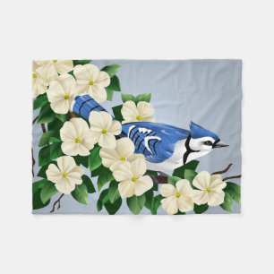 Couverture Polaire Art d'oiseau de geai bleu sur des cadeaux