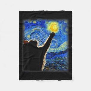 Couverture Polaire Art du ciel nocturne Chat Étoilé Art Chat Amateur