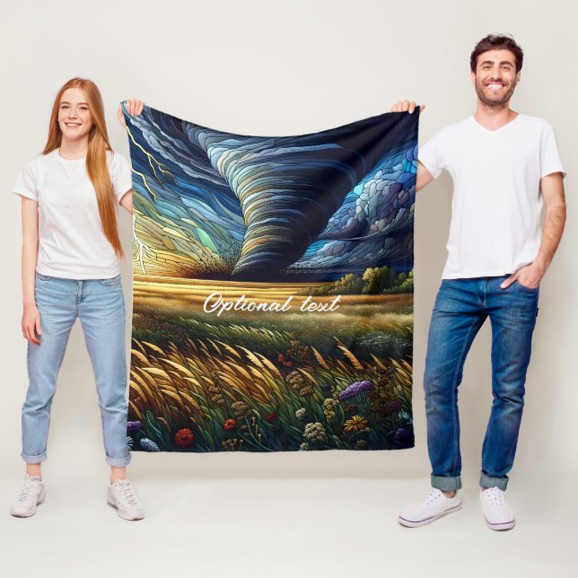 Couverture Polaire Art en verre tendu de la tornade des Prairies (En situation)
