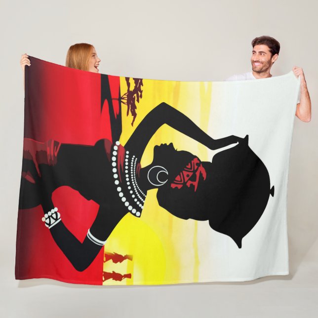 Couverture Polaire Art féminin africain (En situation)