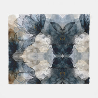 Couverture Polaire Art floral à l'aquarelle bleu élégant