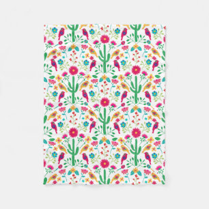 Couverture Polaire Art floral traditionnel mexicain Couleurs vives