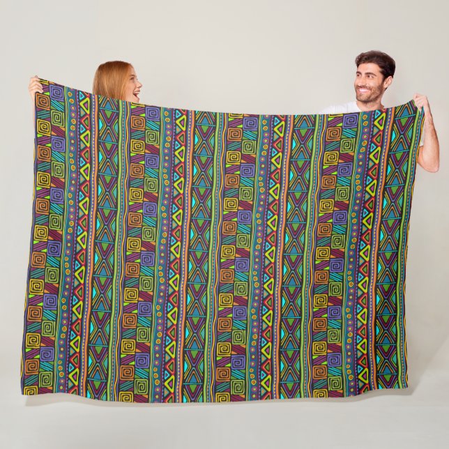Couverture Polaire Art folklorique africain - Formes sans couture Mot (En situation)
