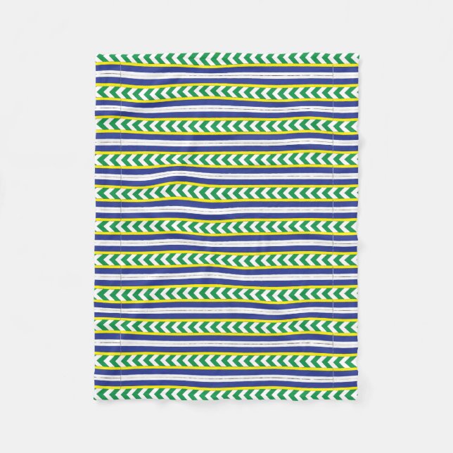 Couverture Polaire Art folklorique letton vert et bleu letton (Devant)
