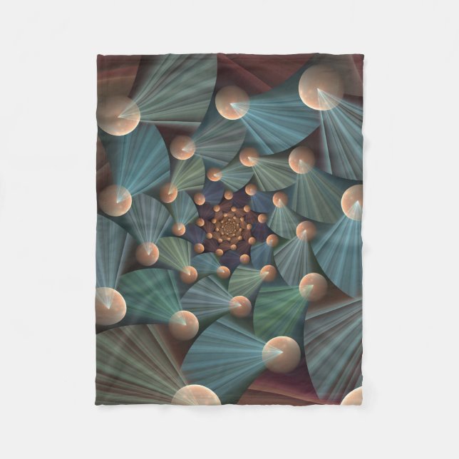 Couverture Polaire Art Fractal Abstrait Avec Profondeur Bleu Brown Ar (Devant)