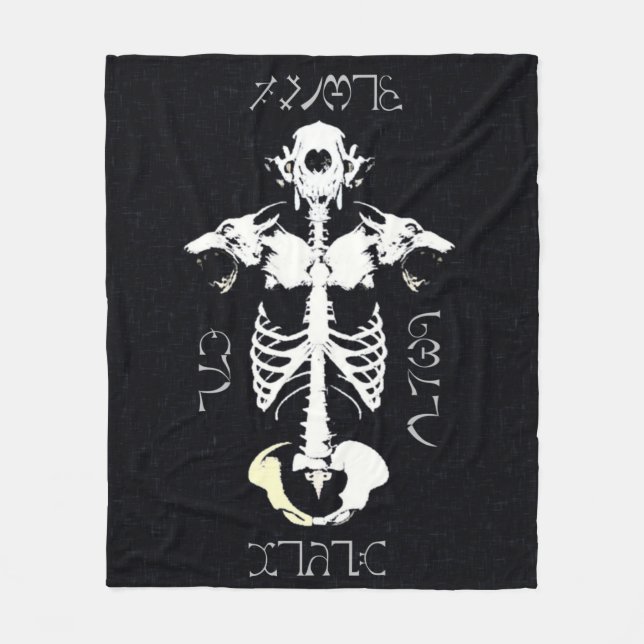 Couverture Polaire Art grunge tribal de loup-garou de crâne de Skully (Devant)