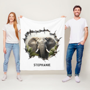 Couverture Polaire Art murale Eléphant 3D - Safari réaliste