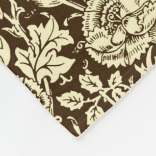 Couverture Polaire Art Nouveau Œillet Damassé, Marron et Crème