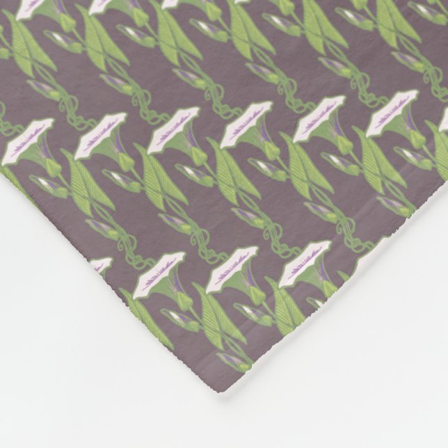 Couverture Polaire Art Nouveau sombre Ipomoea papier peint floral art (Coin)