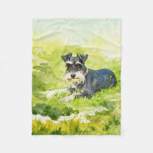 Couverture Polaire Art numérique d'aquarelle de Schnauzer miniature