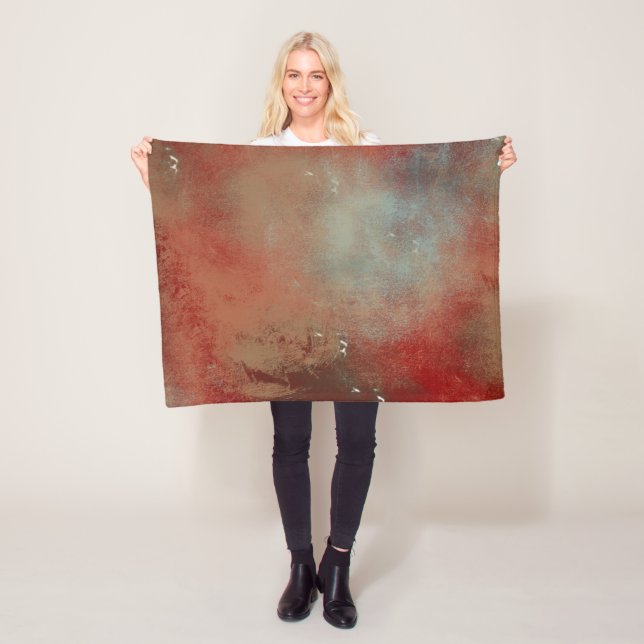 Couverture Polaire Art rouge or bleu Abstrait (En situation)