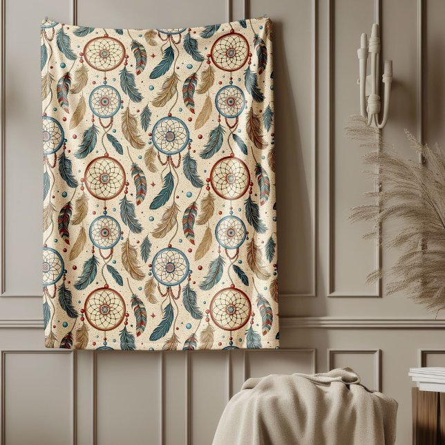 Couverture Polaire Artiste autochtone ethnique rustique (Rustic Ethnic Indigenous Artistry dreamcatcher Fleece Blanket)