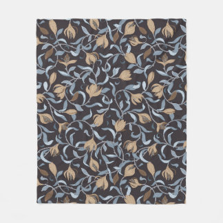 Couverture Polaire Arts et artisanat Inspiré Bleu et or Floral