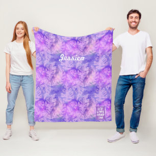 Couverture Polaire Artsy violet feuille batik Dieu aime chaque1 coutu