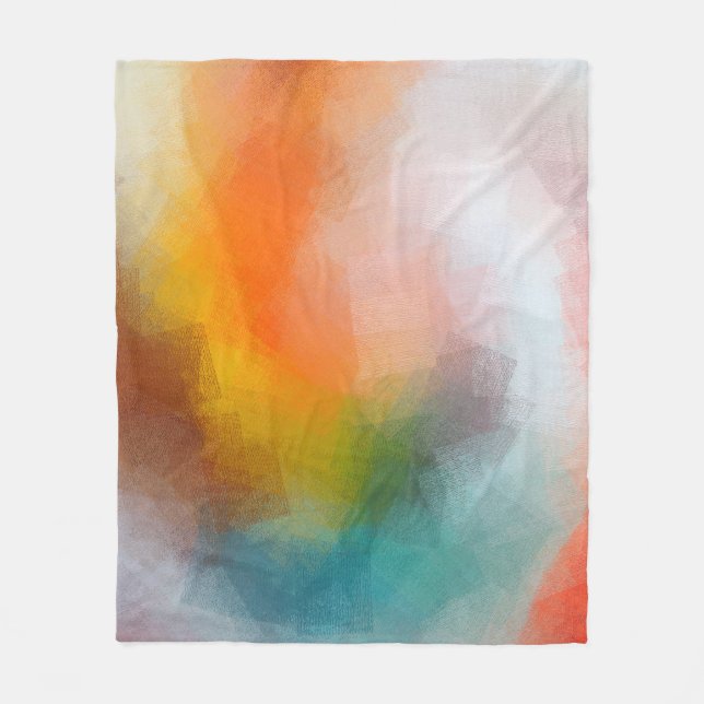 Couverture Polaire artwork abstrait rouge orange jaune vert bleu (Devant)