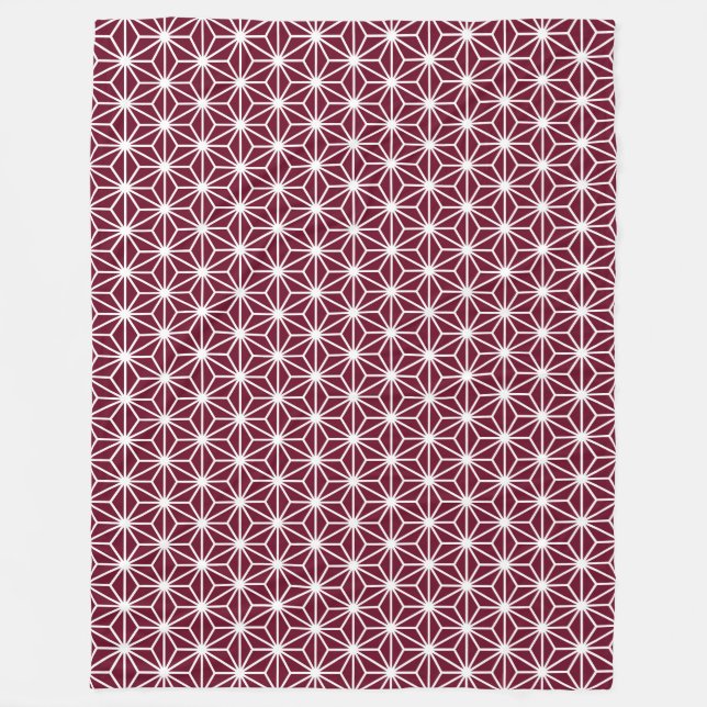 Couverture Polaire Asanoha Style - Blanc sur Dp Crimson 65001d (Devant)