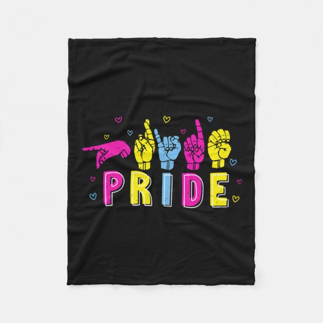 Couverture Polaire Asl Pride Pan Arc-en-ciel Langue des signes Sourds (Devant)