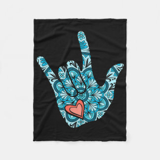 Couverture Polaire Asl Sign Language I Love You Gesture Heart Deaf Aw