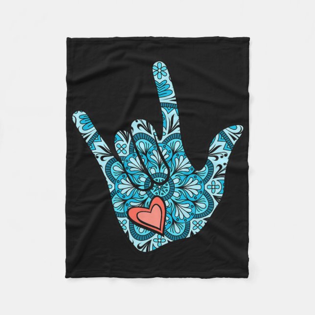 Couverture Polaire Asl Sign Language I Love You Gesture Heart Deaf Aw (Devant)