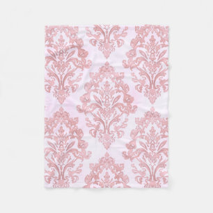 Couverture Polaire Assez en rose motif damassé victorien aquarelle