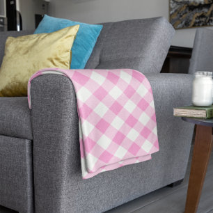 Couverture Polaire Assez Rose et Blanc Motif Gingham