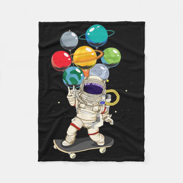 Couverture Polaire Astronaut Skateboarding Kids Lloon Planets Space S (Devant)