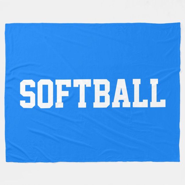 Couverture Polaire Athletic Bold White SOFTBALL Text On Bright Blue (Devant (Horizontal))