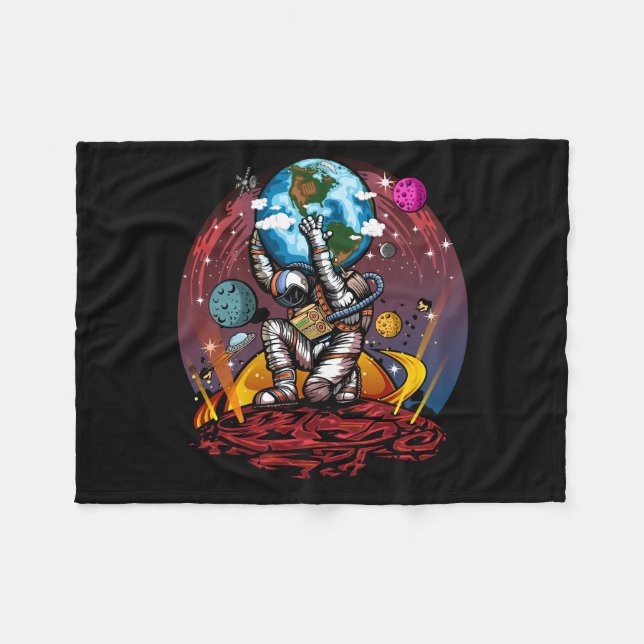 Couverture Polaire Atlas Astronaut Holding Earth Mars Cosmic Galaxy (Devant (Horizontal))