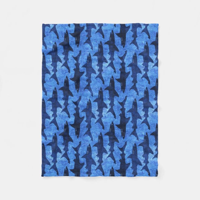 Couverture Polaire Attaque bleue de requin d'océan (Devant)