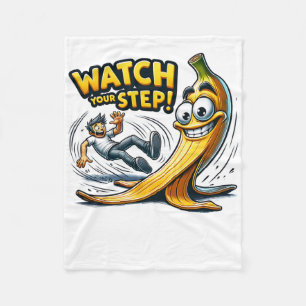Couverture Polaire Attention à vos pas - Dessin animé drôle de banane