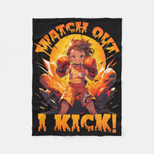 Couverture Polaire Attention - Je Rue ! Boxe Thaïlandaise Muay Thai K