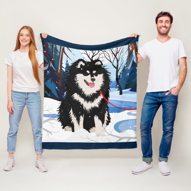 Couverture Polaire AU-DESSUS DE LA RIVIÈRE Lapphund finlandais Toison (En situation)