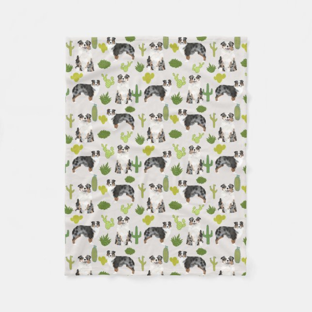 Couverture Polaire Aussie Dog Cactus Blanket - berger australien (Devant)