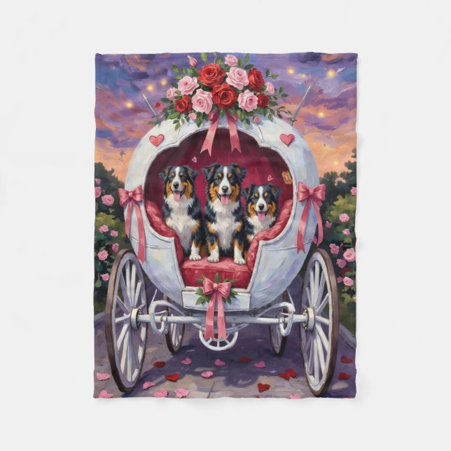 Couverture Polaire Australian Shepherd Dog Valentine's Day  (Devant)