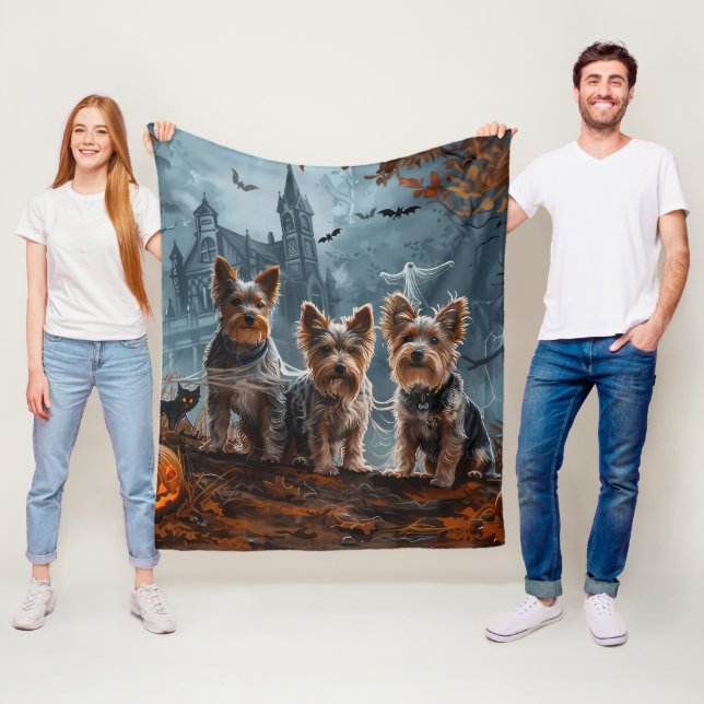 Couverture Polaire Australien Terrier Halloween nuit chien délice (En situation)