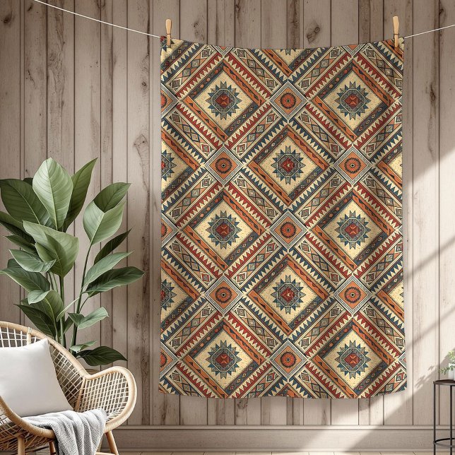 Couverture Polaire Authentic Tribal Bold Ethnic Motif brun de cuivre (Authentic Tribal Bold Ethnic Patterns copper brown Fleece Blanket)