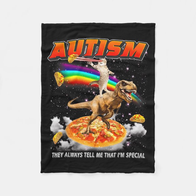 Couverture Polaire Autism Awareness T-rex Cat Meme Neurodiversity Pri (Devant)