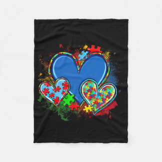 Couverture Polaire Autisme Maman Aquarelle Coeur Neurodiversité