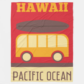Couverture Polaire Autobus surfant hawaïen