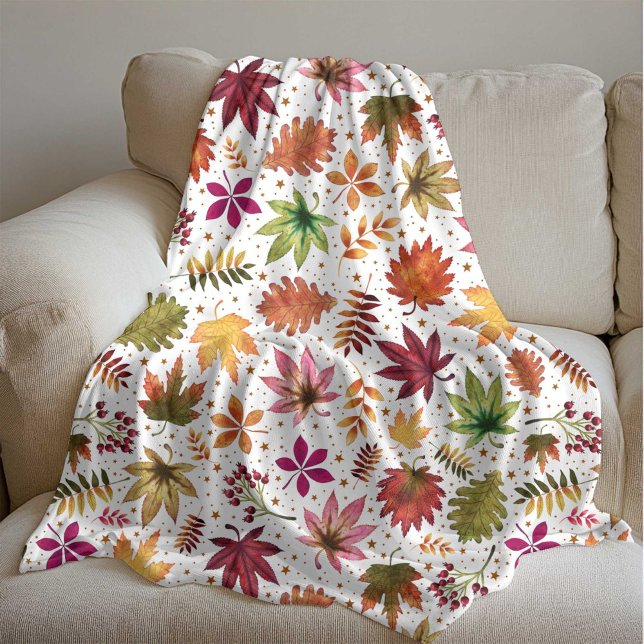 Couverture Polaire Automne Automne Feuilles Récolte Tons Terre Motif (Autumn Fall Leaves Harvest Earth Tones Pattern Fleece Blanket)