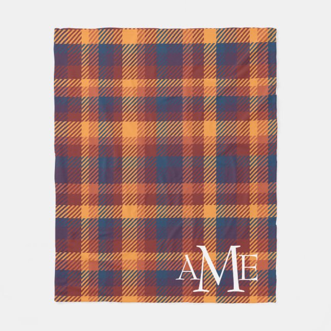 Couverture Polaire Automne Automne Tons de la Terre Modèle Plaid (Devant)