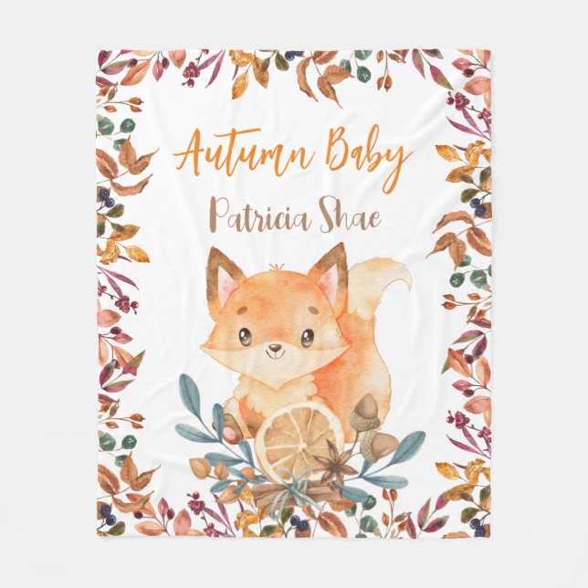 Couverture Polaire Automne bébé mignon bébé renard chute thème person (Devant)