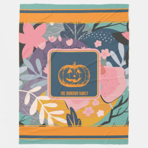 Couverture Polaire Automne 🍂 Citrouille 🎃 Floral Abstrait 01 🌸